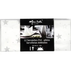 Serviette jetable pré pliée blanche étoiles argentées x12-Gifi Best