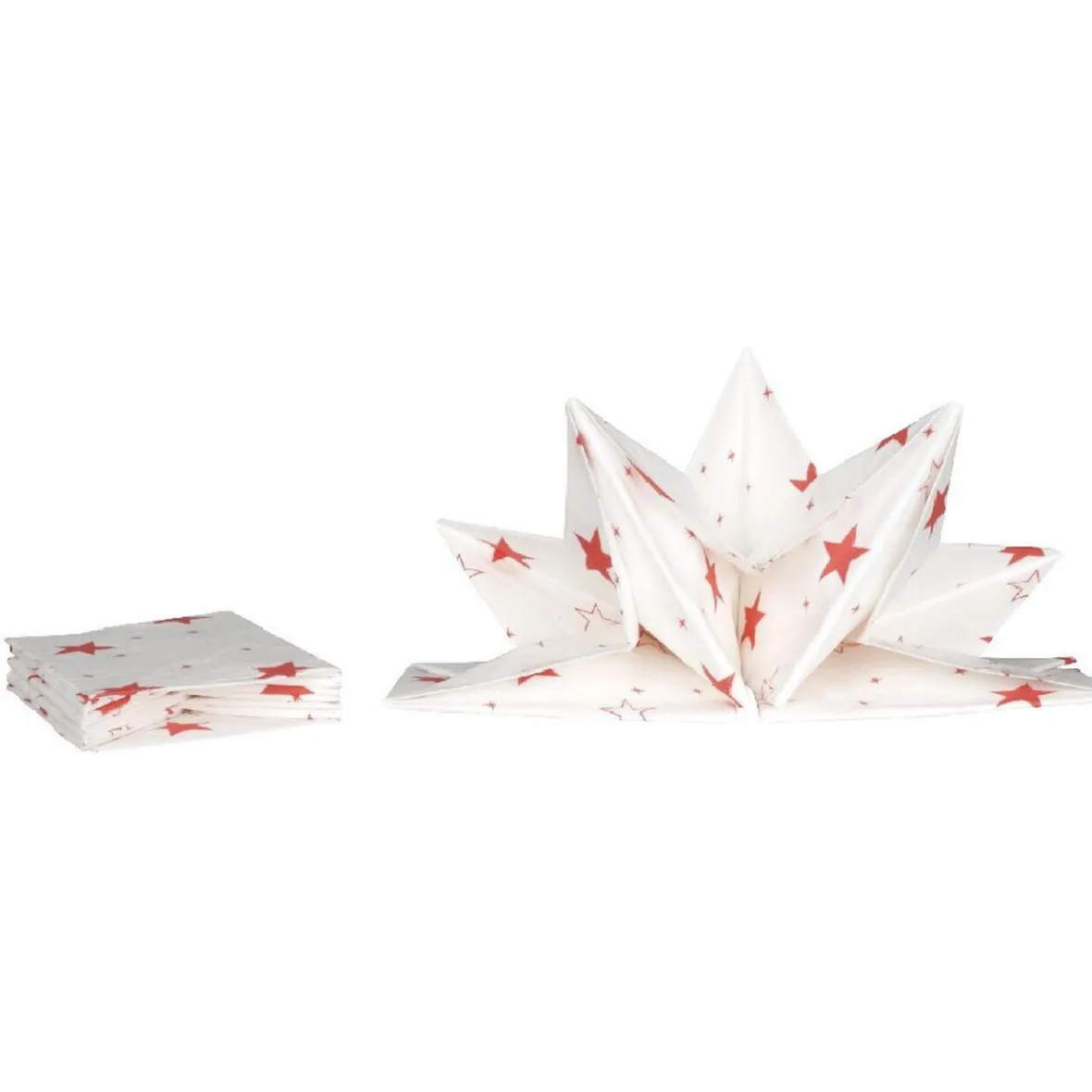 Serviette jetable pré pliée blanche étoiles rouges x12-Gifi Clearance