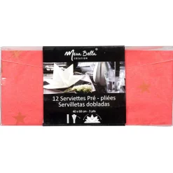 Serviette jetable pré pliée rouge étoiles dorées x12-Gifi New