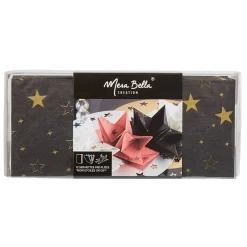 Serviette jetable pré pliée noire étoiles dorées x12-Gifi Clearance