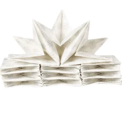 Serviette jetable pré pliée blanche flocons argentés x12-Gifi Outlet
