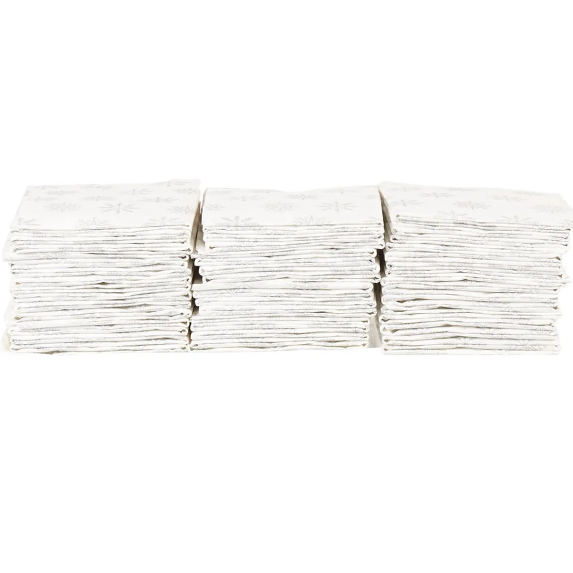 Serviette jetable pré pliée blanche flocons argentés x12-Gifi Outlet