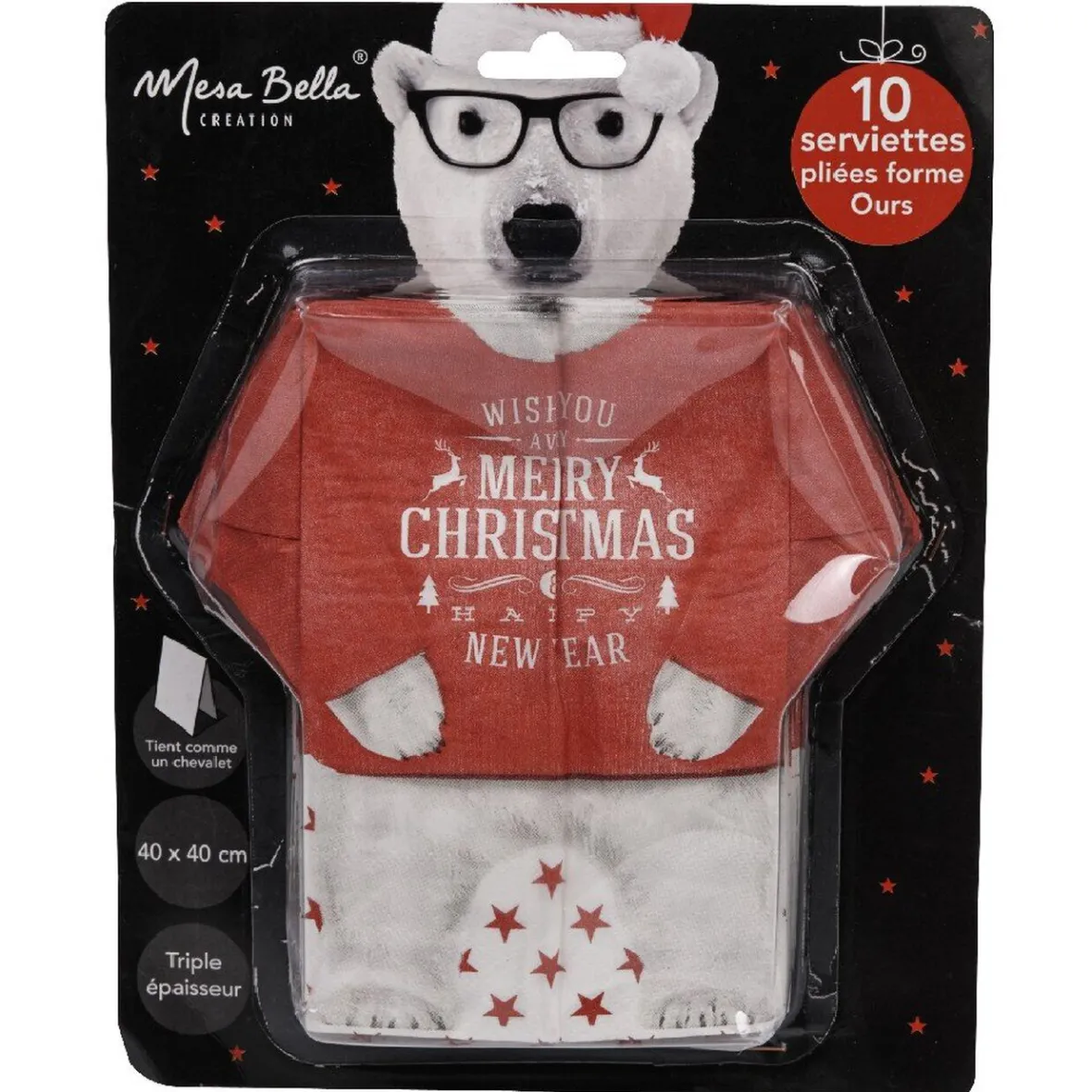 Serviette jetable pré pliée design ours blanc x10-Gifi Discount