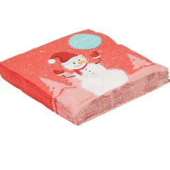 Serviette jetable rouge design bonhomme de neige x20-Gifi Outlet