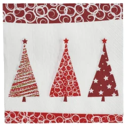 Serviette motif sapins blanche et rouge x20-Gifi Discount