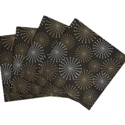 Serviette noire motif étoiles dorées et argentées x20-Gifi Sale