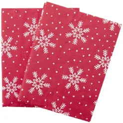 Serviette origami en papier rouge motif flocon blanc x12-Gifi Discount