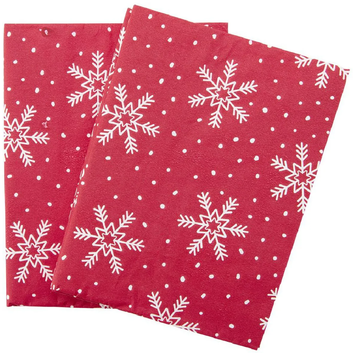 Serviette origami en papier rouge motif flocon blanc x12-Gifi Discount