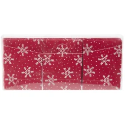 Serviette origami en papier rouge motif flocon blanc x12-Gifi Discount