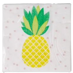 Serviette papier blanche décor ananas et pois gris x 20-Gifi Discount