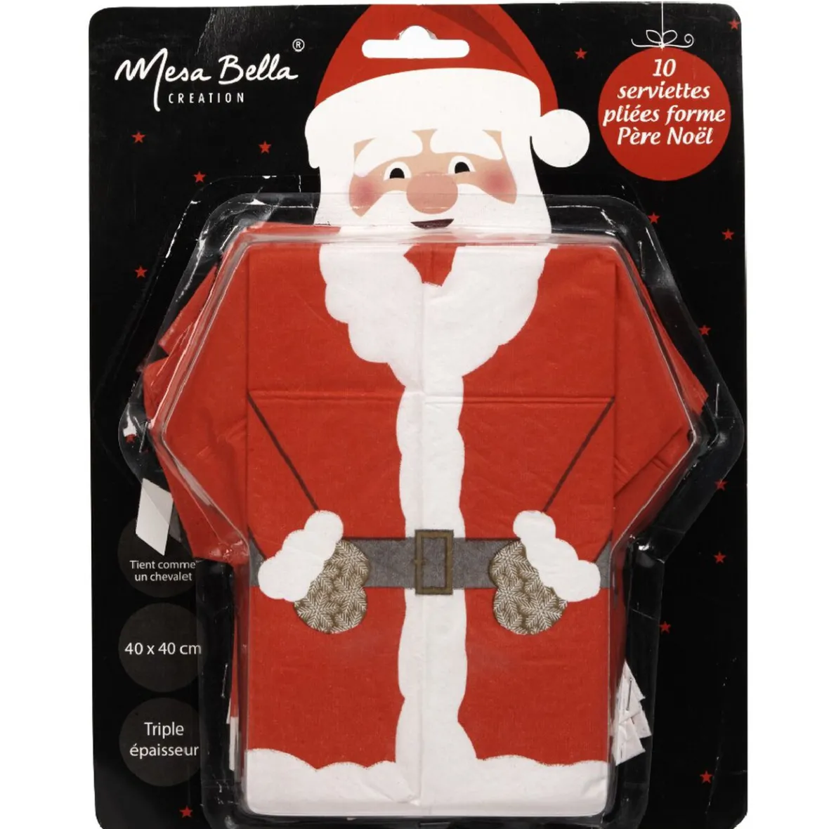 Serviette pré pliée Père Noël x10-Gifi Outlet