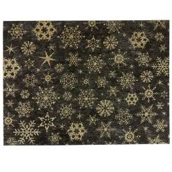 Set de table noir design flocons dorés x8-Gifi Online