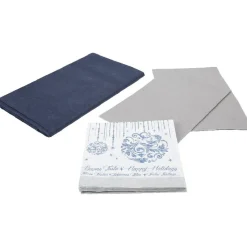 Set jetable bleu argenté nappe chemin de table serviettes-Gifi