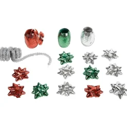Set noeud et ruban pour cadeau rouge vert argenté-Gifi Hot