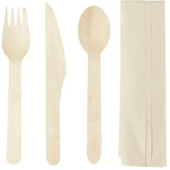 Set pique nique couverts en bois et serviette en papier 20 pièces-Gifi Sale