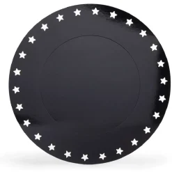 Sous assiette rebord étoile plastique noir Ø34cm x4-Gifi Online