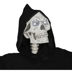 Squelette avec robe et capuche noire lumineux et sonore-Gifi Online