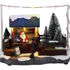 Stand Père Noël lumineux marché 8 LED multicolore en résine-Gifi Hot
