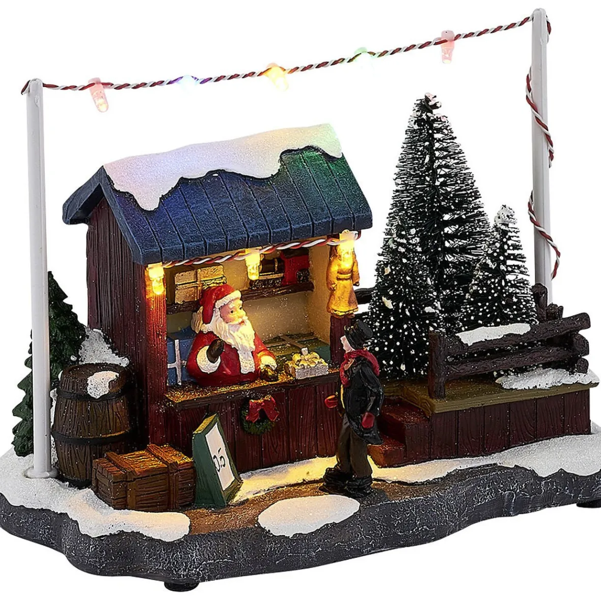 Stand Père Noël lumineux marché 8 LED multicolore en résine-Gifi Hot