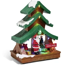 Stand Père Noël lumineux sapin 9 LED multicolore en résine-Gifi Outlet