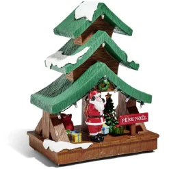 Stand Père Noël lumineux sapin 9 LED multicolore en résine-Gifi Outlet