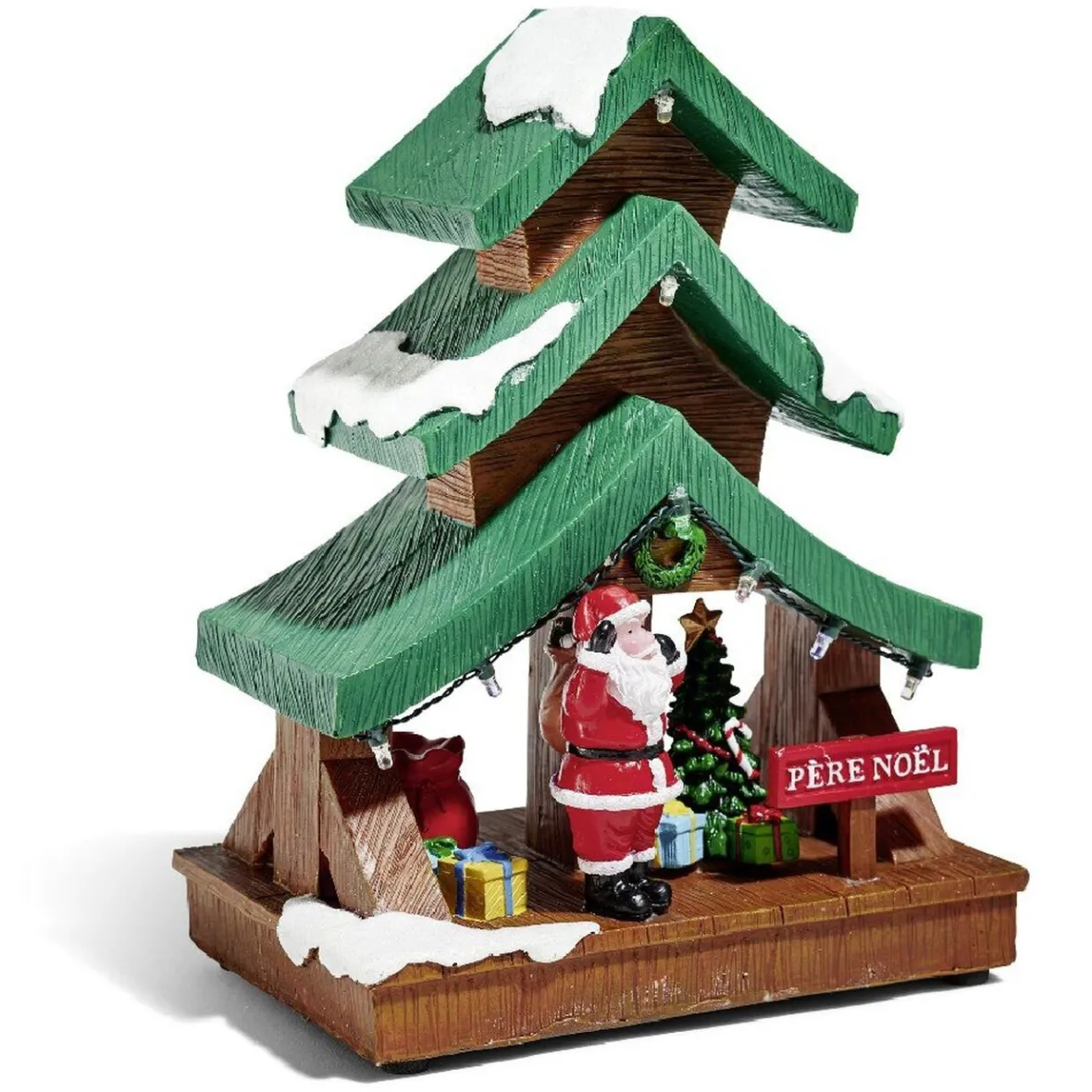 Stand Père Noël lumineux sapin 9 LED multicolore en résine-Gifi Outlet