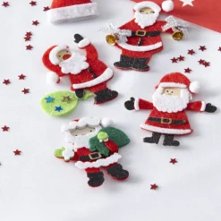 Sticker forme Père Noël en feutre rouge blanc x4-Gifi Discount