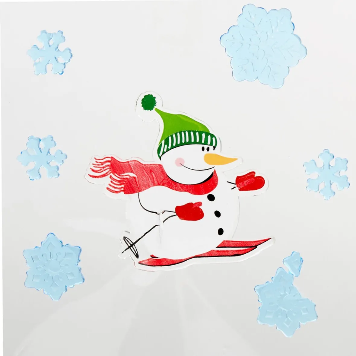 Sticker gel pour vitre bonhomme de neige et flocons-Gifi