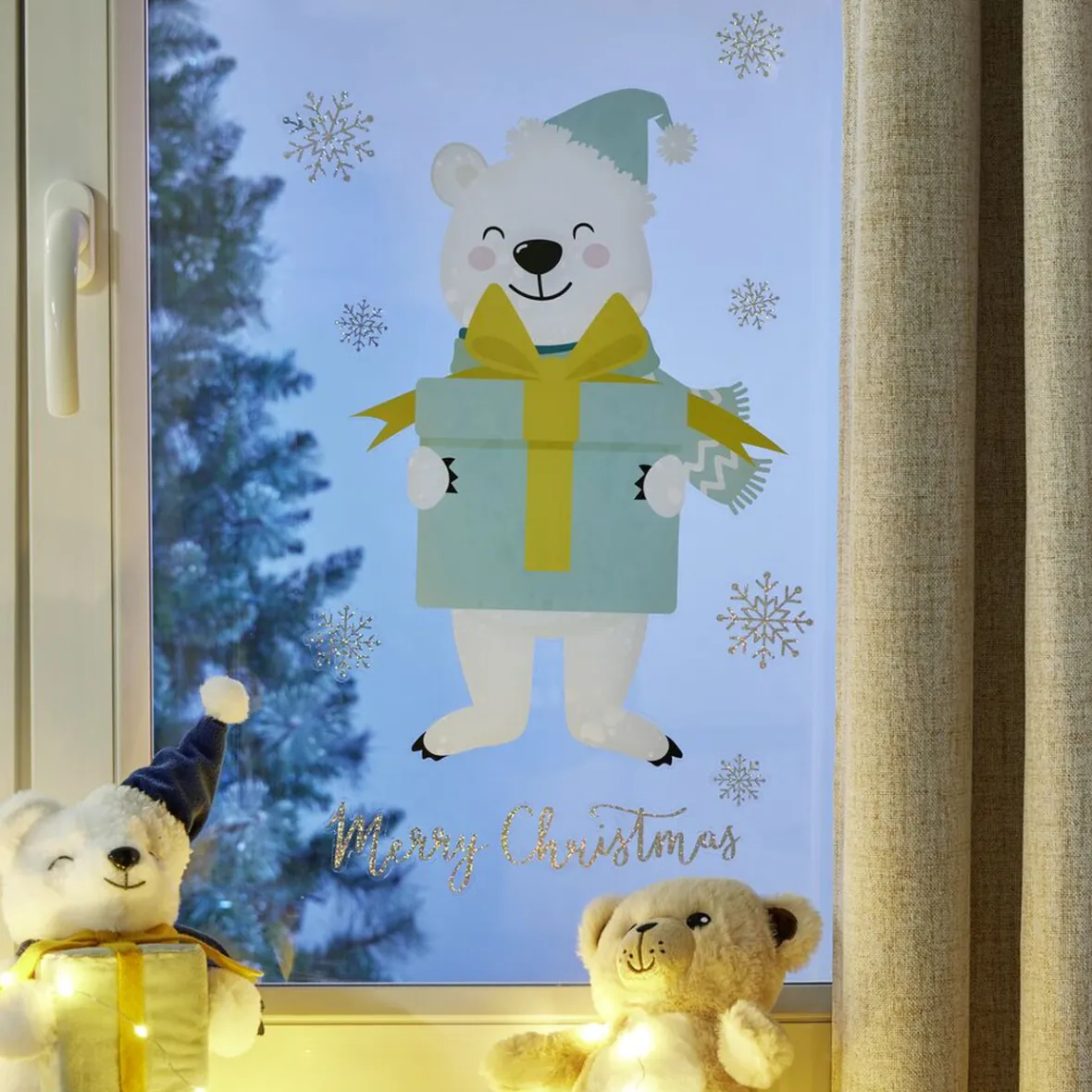 Sticker repositionnable motif ours de noël-Gifi