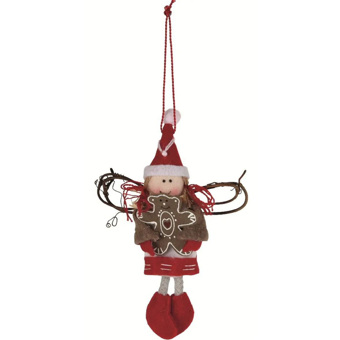 Sujet de Noël à suspendre en tissu décor rouge et blanc-Gifi Discount