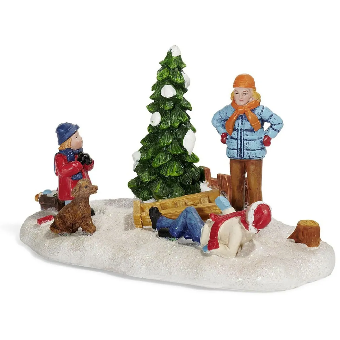 Sujet de Noël personnage autour du sapin en résine-Gifi Outlet