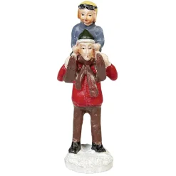 Sujet pour village animé père avec enfant résine-Gifi Online