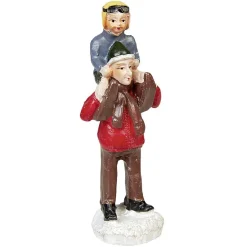 Sujet pour village animé père avec enfant résine-Gifi Online