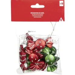 Supension forme Bonbons Noël rouge vert x9-Gifi Outlet