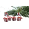 Supension forme cadeau de Noël rouge blanc x 4-Gifi New