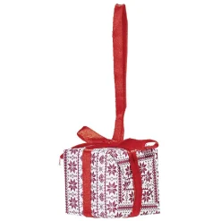 Supension forme cadeau de Noël rouge blanc x 4-Gifi New