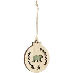 Supension ronde en bois nature motif animal-Gifi Outlet