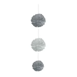 Suspension 3 boules chiffon en papier gris-Gifi
