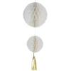 Suspension 2 boules en papier blanc et son pompon-Gifi Online