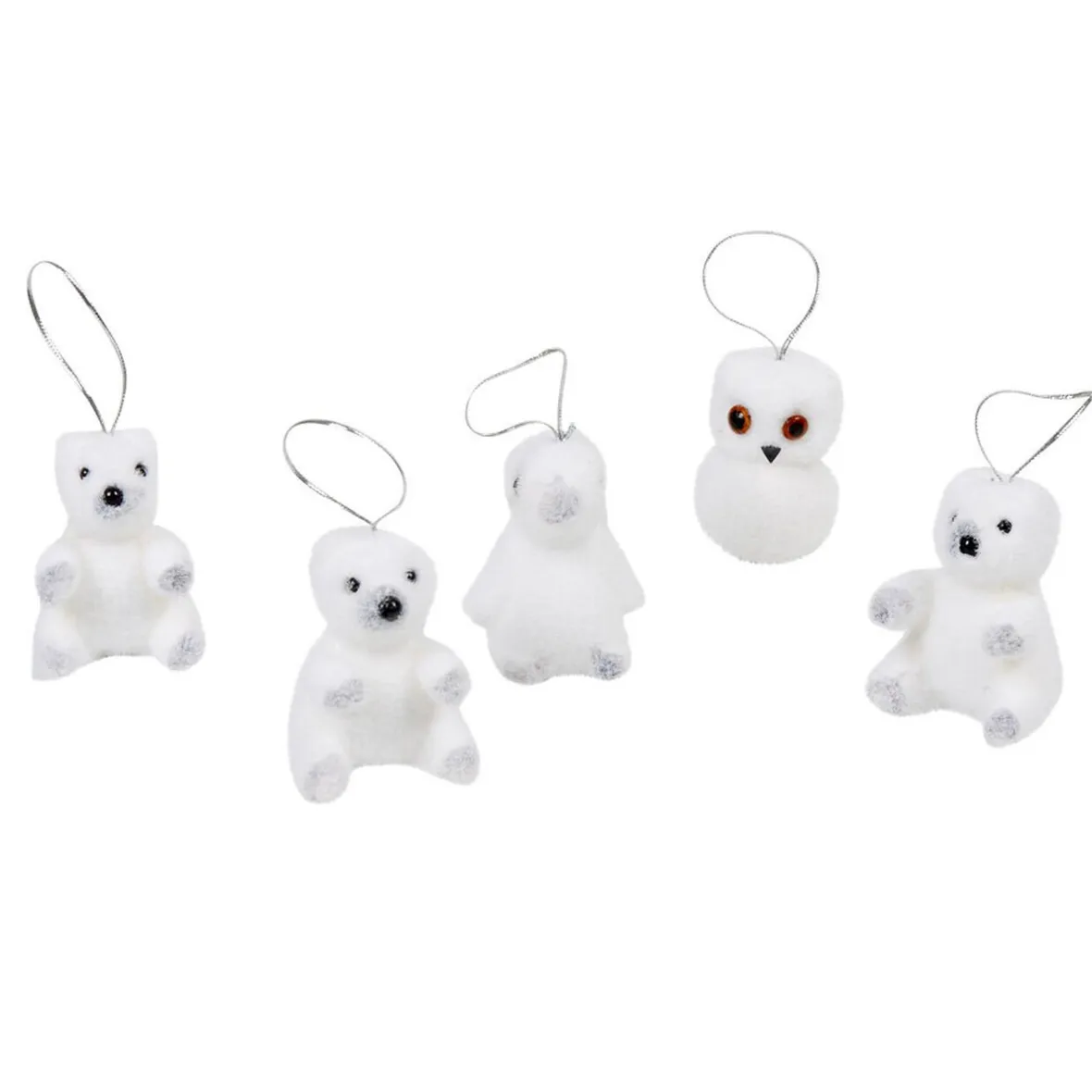 Suspension animal polaire blanc Noël x5-Gifi Outlet