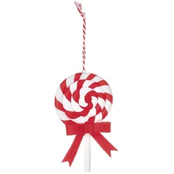Suspension Bonbon lolipop blanc rouge H11 cm-Gifi