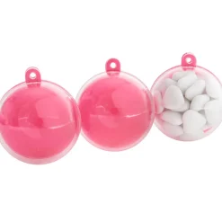 Suspension boule rose fuchsia et transparente x3-Gifi Online