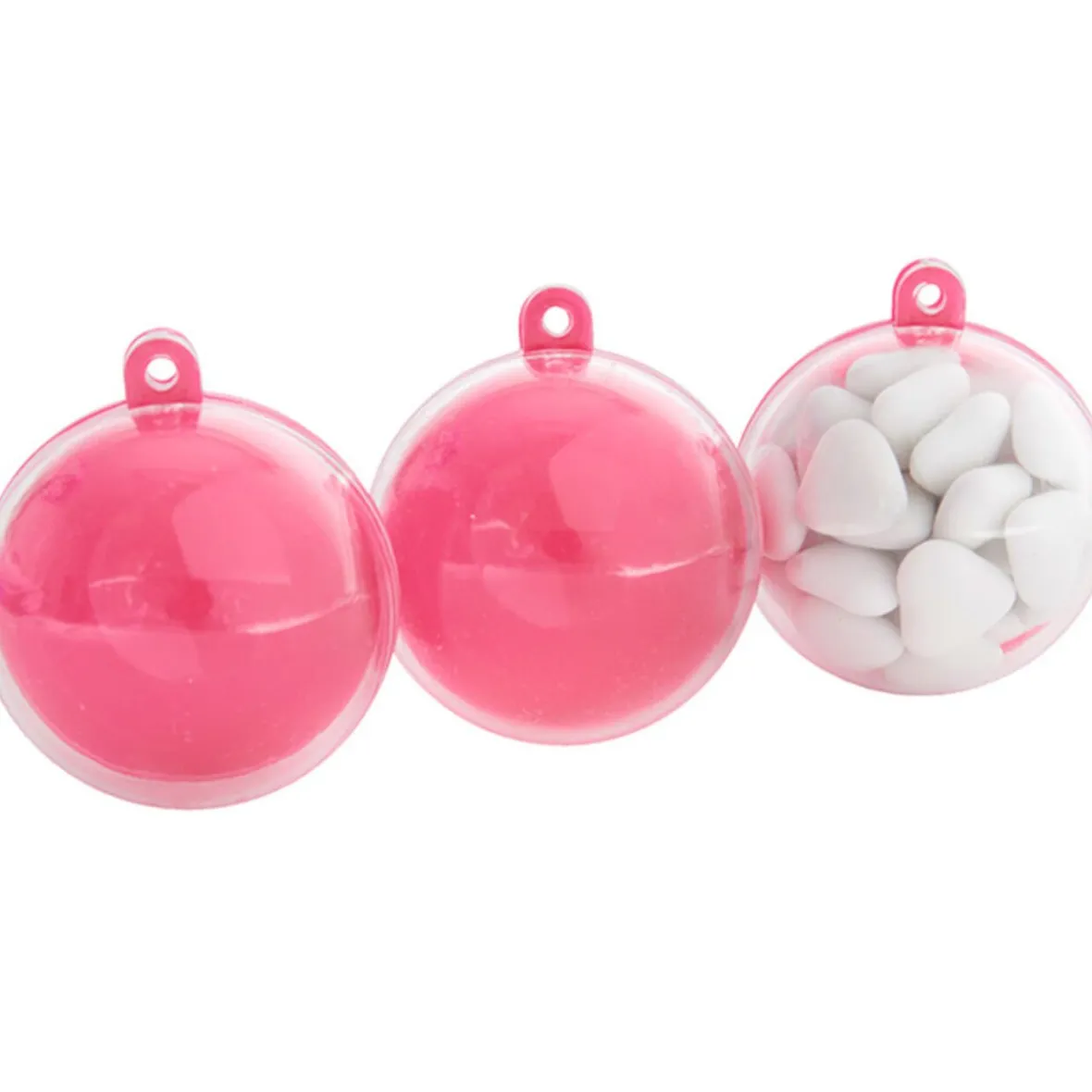 Suspension boule rose fuchsia et transparente x3-Gifi Online