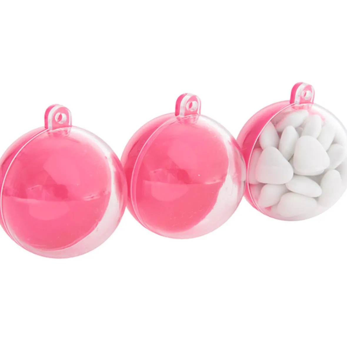 Suspension boule rose fuchsia et transparente x3-Gifi Online