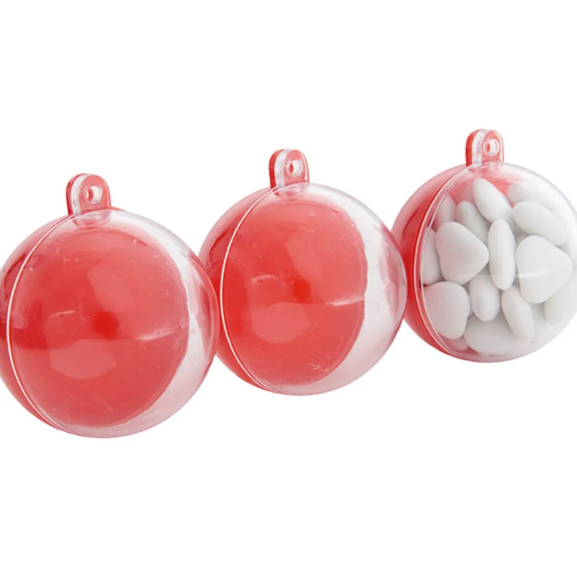 Suspension boule rouge et transparente x3-Gifi Clearance