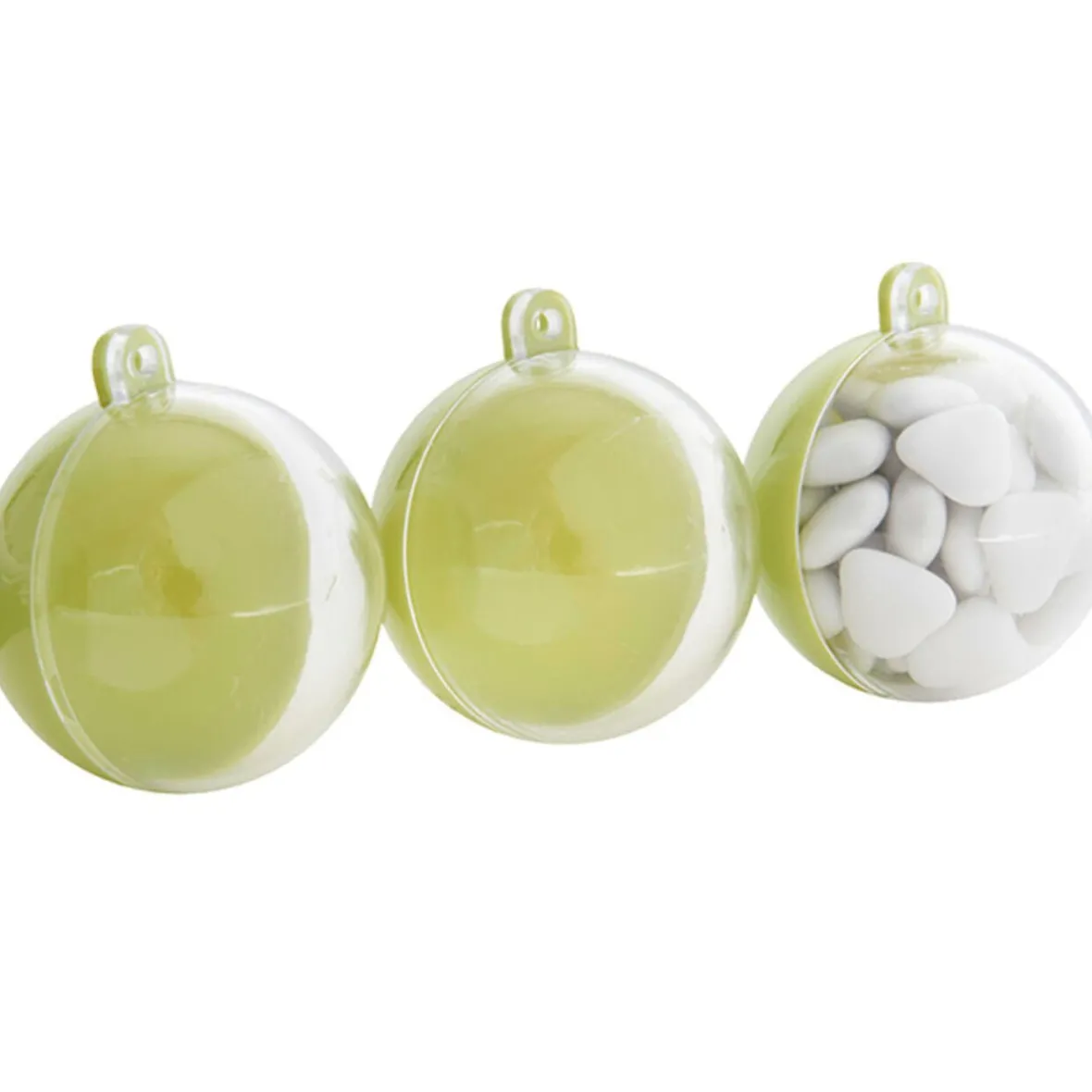 Suspension boule verte anis et transparente x3-Gifi Online
