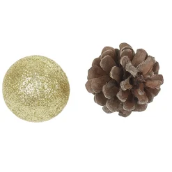 Suspension boules de Noël dorées et pommes de pin-Gifi Online