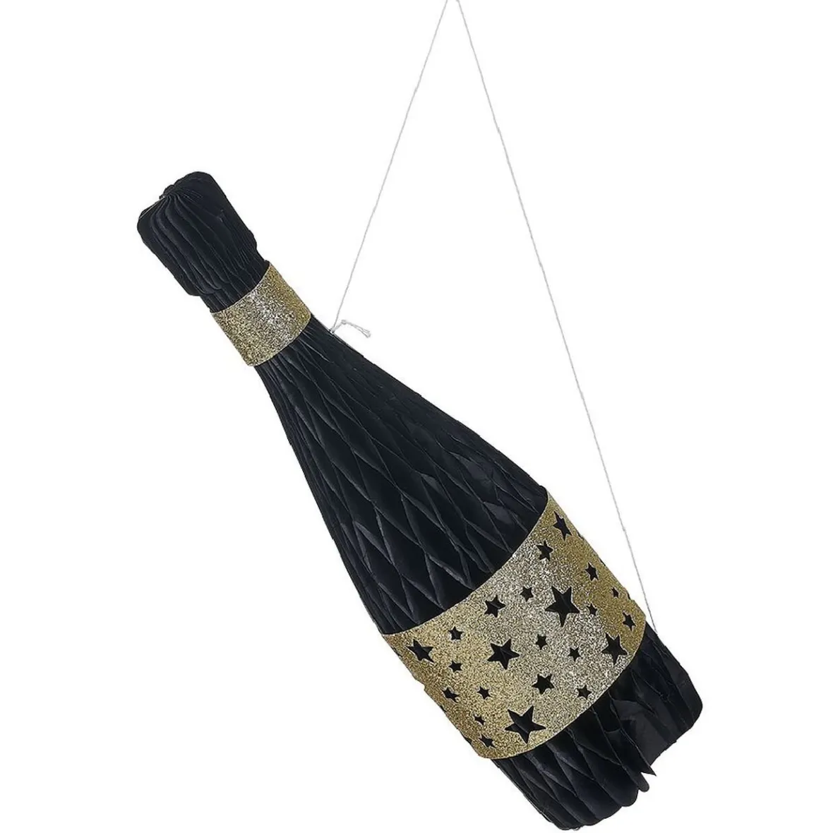 Suspension bouteille serpentin noir et doré-Gifi New