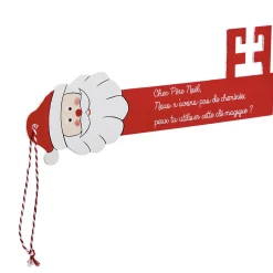 Suspension Clé forme Père Noël en bois rouge blanc-Gifi
