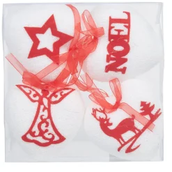 Suspension coeur imprimé blanc et rouge Noël x4-Gifi Outlet